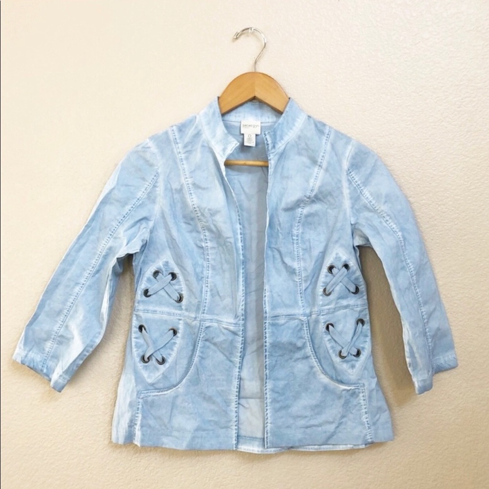 Chico’s Zenergy blue cotton jacket size 0.